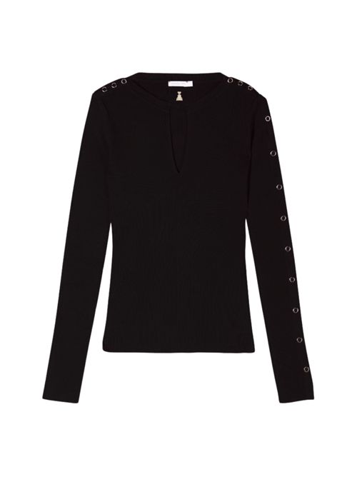 Ribbed sweater with metallic rings on the sleeves 8K0328K280 PATRIZIA PEPE | 8K0328K280K103